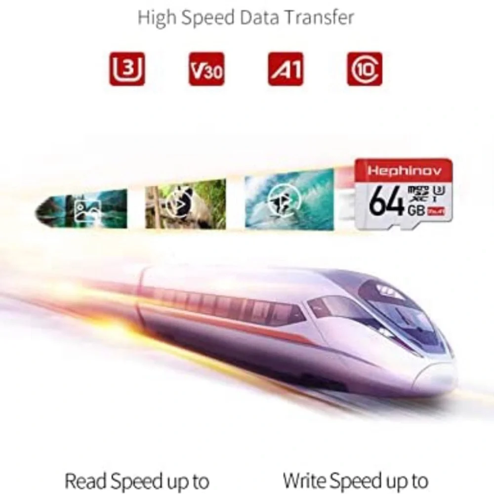 64GB Micro SD Card, Hephinov Micro SDXC Memory Card UHS-I Flash Card